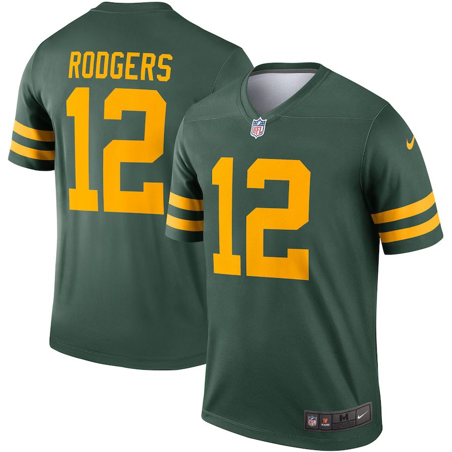 Men Green Bay Packers #12 Aaron Rodgers Nike Green Alternate Legend Player NFL Jersey